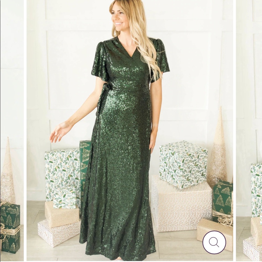 Aria Hunter Green Sequin Dress DM Fashion Exclusive